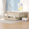 thumbnail image 1 of Bellemave Full Daybed with Storage and Fence, Wooden Full Size Platform Bed with Rails and 2 Drawers, Low Loft Bed Frame for Teens (Natural), 1 of 7