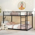 thumbnail image 1 of Bellemave Full Over Full Bunk Bed, Metal Low Bunk Beds Frame Built in Ladder, Floor Bunk Bed with Heavy Duty Slats Support, No Box Spring Required (Black), 1 of 8