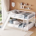 thumbnail image 1 of Bellemave Full Over Full Bunk Bed with Slide and Ladder Wood Floor Bunk Bed with Headboard Full Size Low Bunk Bed Frame No Box Spring Needed, White, 1 of 9