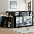 thumbnail image 1 of Bellemave Full Over Full Bunk Bed with Storage, Wood Low Bunk Bed with 4 Drawers and 3 Shelves, Full Floor Bunk Bed Frame for Kids Teens Girls & Boys - Espresso, 1 of 8