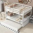 thumbnail image 1 of Bellemave Full Over Full Solid Rubber Wood Bunk Bed with Trundle and Ladder Convertible into 2 Full Size Beds with Headboard and Footboard 2 Full Bunk Bed with Twin Trundle, White, 1 of 11