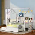 thumbnail image 1 of Bellemave Full House Bed with Trundle and Storage Shelves, Playhouse Bed Frame, Teens, Montessori Bed (White), 1 of 13