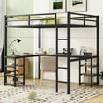 thumbnail image 1 of Bellemave Full Loft Bed with L-shaped Desk and Storage Shelves, Full Size Metal Loft Bed Frame for Students, Teens Loft Bed with Guardrails and Ladder, No Box Spring Needed, Black, 1 of 12
