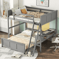 thumbnail image 1 of Bellemave Full Over Full Bunk Bed with Desk and Storage Drawers, Solid Wood L-Shaped Loft Bunk Bed Frame for Teens Adults (Gray), 1 of 9