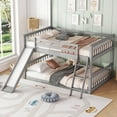 thumbnail image 1 of Bellemave Full Over Full Bunk Bed with Slide and Ladder Wood Floor Bunk Bed with Headboard Full Size Low Bunk Bed Frame No Box Spring Needed, Gray, 1 of 9