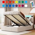 thumbnail image 1 of Bellemave Full Size LED Headboard Modern Platform Bed with Storage, Beige, 1 of 9
