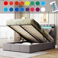 thumbnail image 1 of Bellemave Full Size Bed Frame with Storage and LED Light, Lift Up Upholstered Platform Bed with Bluetooth Player and USB Charging, Velvet Fabric Hydraulic Storage Bed (Gray), 1 of 10