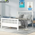 thumbnail image 1 of Bellemave Full Size Bed Frames with Headboard and Footboard, Wood Full Platform Bed,Wood Slats Great Support with Six Legs (Full,White), 1 of 8