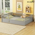 thumbnail image 1 of Bellemave Full Size Floor Bed with Door and High Fence Guardrails  Floor Bed with Bed Slats Wooden Floor Bed Montessori Bed Frame (Full, Gray, With Slats), 1 of 10