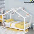 thumbnail image 1 of Bellemave Full Size House Bed with Roof,Full Low Platform Bed Frame with 2 Drawers,Solid Wood Storage Bed,Can be Decorated (White,Twin), 1 of 9