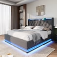 thumbnail image 1 of Bellemave Full Size Linen Upholstered Platform Bed with Hydraulic Storage System and Button Tufted Headboard Storage Bed Frame with 360° LED Lights and Charging Station (Full, Gray), 1 of 10