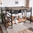 thumbnail image 1 of Bellemave Full Size Loft Bed with Stairs, Heavy Duty Loft Beds Frame with Storage Basket, Bookshelf, Clothing Rack and Safety Wavy Guardrails, Large Under-Bed Space for Bedroom, Black, 1 of 8