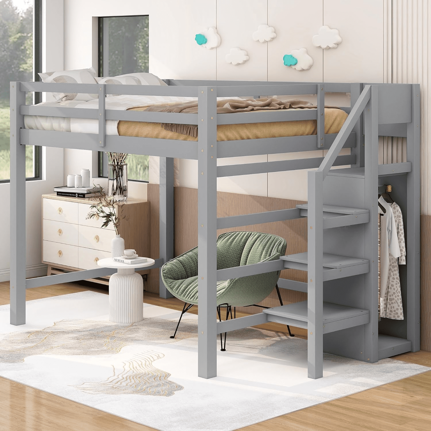 Girls bed with shops stairs