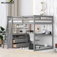 thumbnail image 1 of Bellemave Full Size Loft Bed with Desk and Storage, Wood Loft Bed Frame with Shelves and Built-In Drawers, High Loft Bed for Teens Adults Bedroom, Gray, 1 of 15