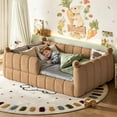 thumbnail image 1 of Bellemave Toddler Floor Bed with Teddy Fleece, Low-to-Ground Kids Bed Frame with Full Padded Guard Rails, Montessori Floor Beds, Standard Crib Size for Boys & Girls, Natural, 1 of 14