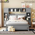 thumbnail image 1 of Bellemave Full Size Platform Bed Frame with Four Storage Drawers Underneath and Built-in Cabinet, Bookcase Headboard, Wood Cabinet Bed for Teens, Adults,Gray, 1 of 9