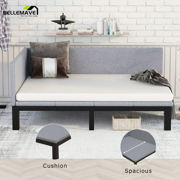 Bellemave Full Size Upholstered Daybed, Minimalist Wood Sofa Bed for Living Room, Bedroom (Gray)