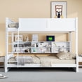 thumbnail image 1 of Bellemave Full XL Over Queen Size Bunk Bed, Wood Queen Bunk Beds with Charging Station and Bookcase Shelves Heavy Duty Floor Bunk Bed for Teens, Adults (Antique White), 1 of 10