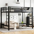 thumbnail image 1 of Bellemave Full Loft Bed, Heavy Duty Metal Loft Bed with 2 Build-In Ladders, Space Saving Full Size Loft Bed Frame with Full Length Guardrail, Loft Bed Full Size with Large Under-Bed Space, Black, 1 of 9