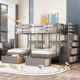 thumbnail image 1 of Bellemave Full over Twin & Twin Bunk Bed with Stairs and Storage Drawers, Wood Triple Bunk Bed for Teens, Adults (Gray), 1 of 10