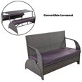 thumbnail image 1 of Bellemave Iron/HDPE Cushion Convertible To 4 Seats and Table Patio Bench, Purple-Gray, 1 of 11