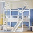 thumbnail image 1 of Bellemave House Bunk Bed with Convertible Slide and Ladder Twin over Twin Low Bunk Bed Frame Floor Bunk Bed with High Guardrails (White), 1 of 10