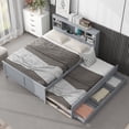 thumbnail image 1 of Bellemave Full Size Captain Bed with Storage Bookcase Headboard and USB Charging Ports Storage Platform Bed with Trundle and Drawers Wooden Bed Frame for Teens, Adult (Full, Gray), 1 of 10