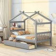 thumbnail image 1 of Bellemave House Bed with Drawers Twin Size Platform Bed with Storage Playhouse Design Wooden House Bed Frame With Headboard and Footboard for Teens, Gray, 1 of 10