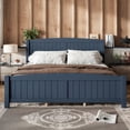 thumbnail image 1 of Bellemave King Size Bed Frame, Wood Platform Bed with Headboard and Footboard, Farmhouse Style King Bed Frame with Support Slats and Strong Structure, No Box Spring Needed-Blue, 1 of 8