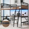 thumbnail image 1 of Bellemave Loft Bed Full Size with Desk, Metal Full Loft Bed Frame with Power Outlet and LED Lights, Heavy Duty Gaming Loft Beds with Ladder for Bedrom, No Box Spring Needed（Full,Black）, 1 of 9