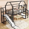 thumbnail image 1 of Bellemave Loft Bed with Slide and Stairs, Twin Size House Bed with Storage Shelves,Metal Playhouse Loft Beds Frame with Large Space Underneath（Black), 1 of 8