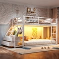 thumbnail image 1 of Bellemave Low Bunk Bed Twin Over Twin with Storage Drawers & Shelves, Metal Twin Loft Bed with LED Lights, Toddler Floor Bunk Beds for Small Space (White), 1 of 8