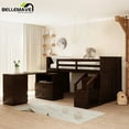 thumbnail image 1 of Bellemave Low Height Espresso Loft Bed Twin Size With Storage Steps, Desk and 5 Drawers for Teen, Wood Twin Size Loft Bed with Movable Storage Drawers and Stair, 1 of 13