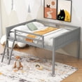thumbnail image 1 of Bellemave Low Loft Bed Full Size, Solid Wood Loft Bed Frame with Climbing Ladder, Lower Storage Space Loft Beds for Junior, No Box Spring Needed（Gray）, 1 of 3