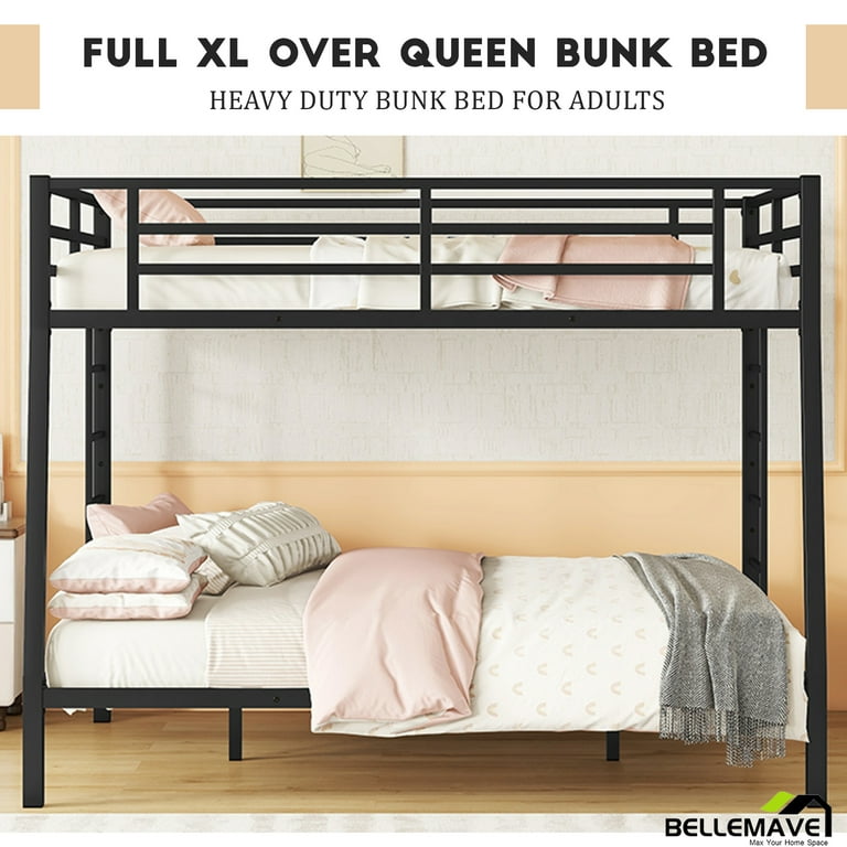 Bellemave Compact Metal Bunk Bed, Full XL over Queen, Heavy Duty