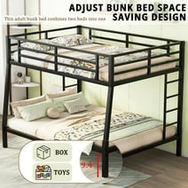 Bellemave Metal Bunk Bed Twin XL over Queen, Bunk Bed Frame with 2 Built-in Ladders for Kids, Teens or Adults, Black