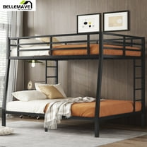 Bellemave Metal Bunk Beds Full XL over Queen Bunk Bed for Adults, Teens, Kids Heavy Duty Bunk Bed Frame with 2 Ladder and Full-Length Guardrails, No Box Spring Needed, Black