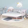 thumbnail image 1 of Bellemave Metal Daybed with Pull Out Trundle,Twin Size Daybed with Trundle and Steel Slat Support,Twin Size Sofa Bed Frame for Kids,Teens, Adults(Pink), 1 of 11