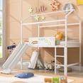 thumbnail image 1 of Bellemave Metal Loft Bed with Slide, Twin House Bed With Roof & Two-sided writable, Twin Loft Bed with Storage, No Box Spring Needed, White, 1 of 9