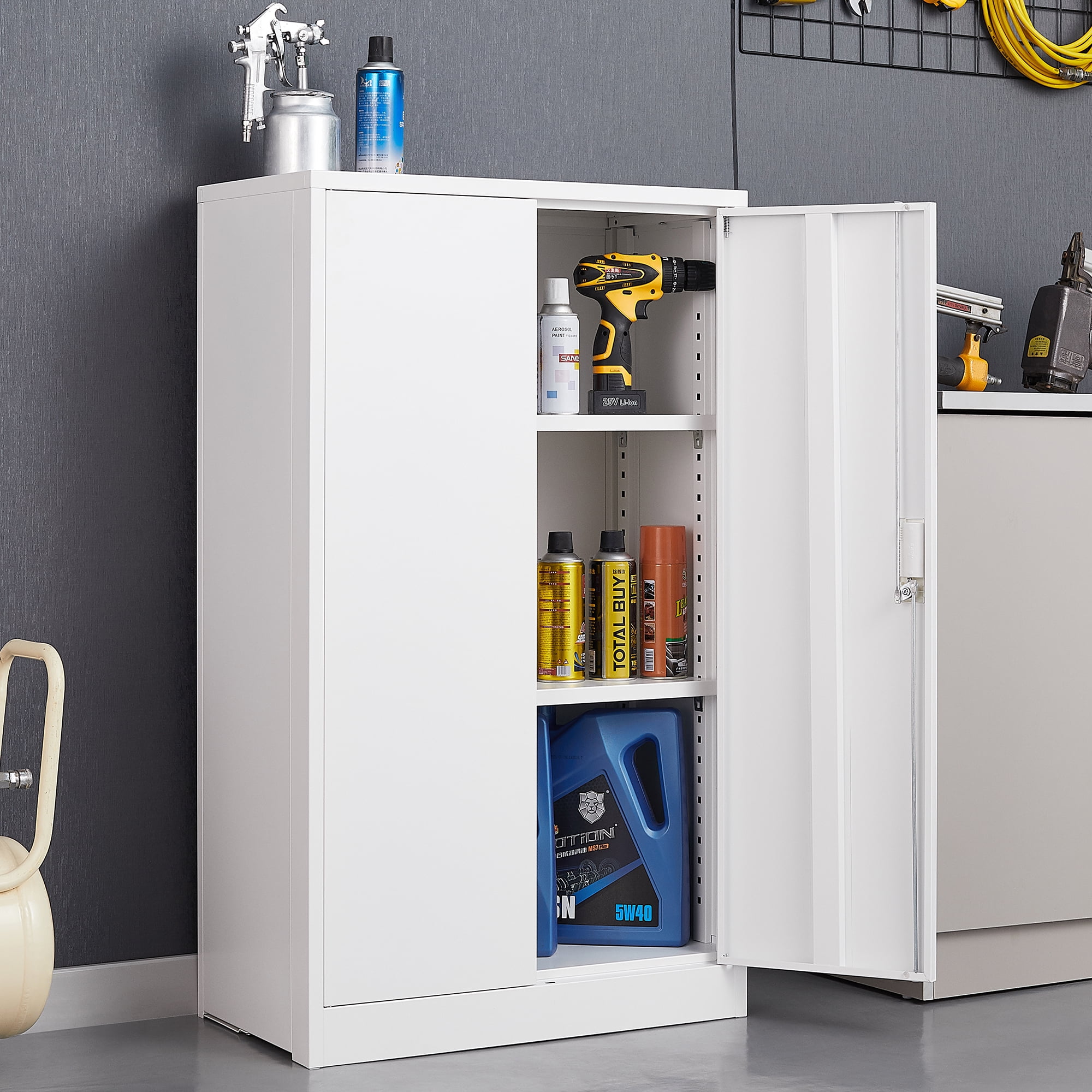 Bellemave Metal Storage Cabinet with Locking Doors and 2 Adjustable ...