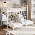 thumbnail image 1 of Bellemave Triple Bunk Bed with Storage Stairs and 2 Charging Station, Heavy Duty Metal Triple Bed Frame Twin Over Twin and Twin with Drawers and Shelves Headboard for 3 Kids Teens, White, 1 of 10