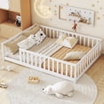 thumbnail image 1 of Bellemave Full Size Montessori Bed Frame with Slats and Rails, Solid Wood Full Floor Bed for Kids/Boys/Girls, No Box Spring Needed (White), 1 of 6