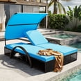 thumbnail image 1 of Bellemave Outdoor Daybed with Canopy, Steel Frame Sun Lounger with Adjustable Backrest, Patio Double Sunbed with Arched Armrests, Suitable for Patio Pool Deck, Garden, Backyard (Bule), 1 of 8