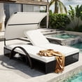 thumbnail image 1 of Bellemave Outdoor Daybed with Canopy, Steel Frame Sun Lounger with Adjustable Backrest, Patio Double Sunbed with Arched Armrests, Suitable for Patio Pool Deck, Garden, Backyard (Beige), 1 of 8