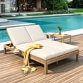 thumbnail image 1 of Bellemave Patio Double Chaise Lounge, Wood Double Chaise Lounge with 5-Position Adjustable Backrest, Outdoor Daybed with Removable Cushions for Patio,Poolside,Garden (Light Teak), 1 of 9