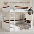 thumbnail image 1 of Bellemave Queen Bunk Bed with Storage and LED Light, Wooden Queen Over Queen Bunk Beds with USB Charging Station, Bunk Bed Frame with Built-in Shelves and Ladder, No Box Spring Needed（White）, 1 of 9