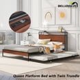 thumbnail image 1 of Bellemave Queen Platform Bed Frame with Twin Size Trundle, Usb Ports and Storage Shelf, Metal Queen Bed Frame with Headboard, Noise-Free, No Box Spring Needed(Black), 1 of 11