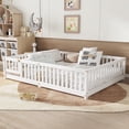 thumbnail image 1 of Bellemave Queen Size Floor Bed with Door and Fence  Floor Bed with Bed Slats Sturdy Wood Floor Bed Montessori Bed Frame (Queen, White), 1 of 11
