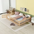 thumbnail image 1 of Bellemave Queen Size Floor Beds,Wood Montessori Bed with Fence Railings & Support Slats,No Box Spring Needed,Natural, 1 of 9