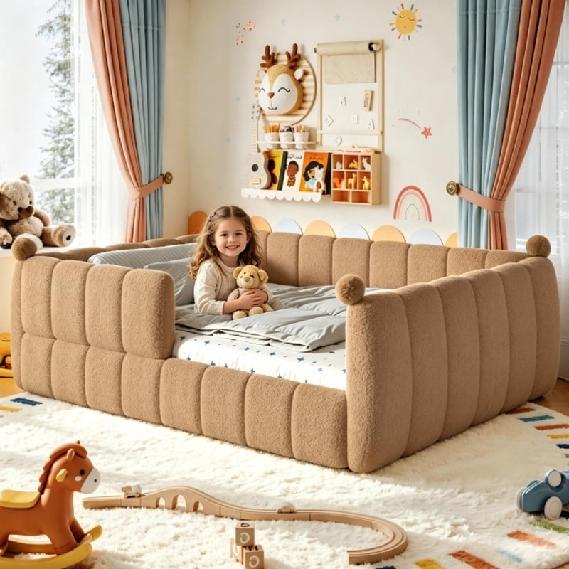 Spring Notebook Kids Bellemave Toddler Bed-Toddler Floor Bed with Teddy Fleece, Low Profile ...